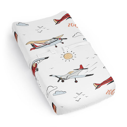 Sweet Jojo Designs Baby Changing Pad Cover Sheet (Vintage Airplane) for Boys,
