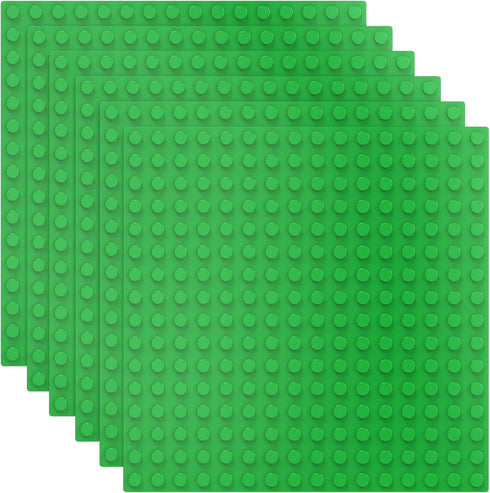 6 Pack Large Building Brick Baseboard Green 10 x 10 Inch Baseplates Compatible with DUPLO, MEGA for DIY Play Table