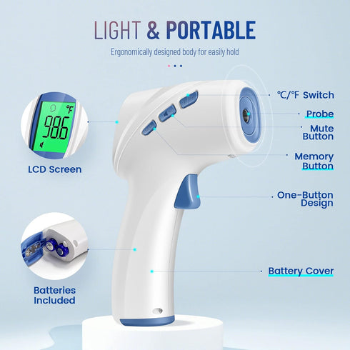 Forehead Thermometer for Adults and Kids, Digital Baby Thermometer with Fever Alarm, Fast Accurate Results, Home