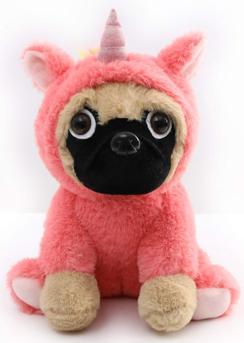 Pug Unicorn Stuffed Animal, Plush Pug Dog in Unicorn Costume, 12 Inch Rainbow Unicorn Plush Toy for Kids