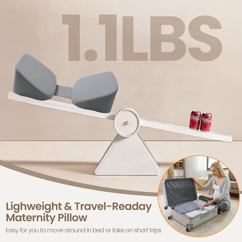 30Adjustable Pregnancy Pillow Portable Travel Maternity Pillow Wedge with Washable Cover, Relief Back, Belly & Hip