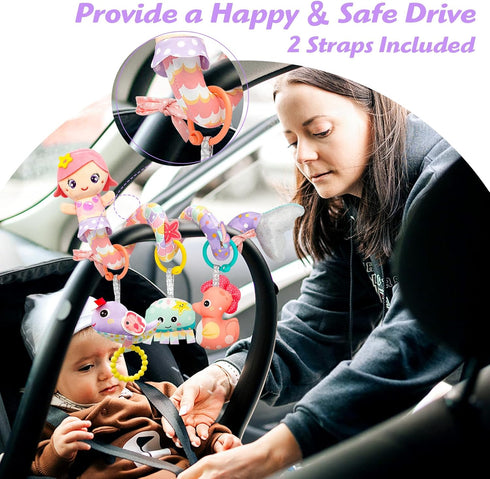 0-6 0-6 0 3 Car Seat Toys for Babies Months Boy Girl Carseat Toys Hanging Spiral Stroller Toy, Infant Toy Months Baby