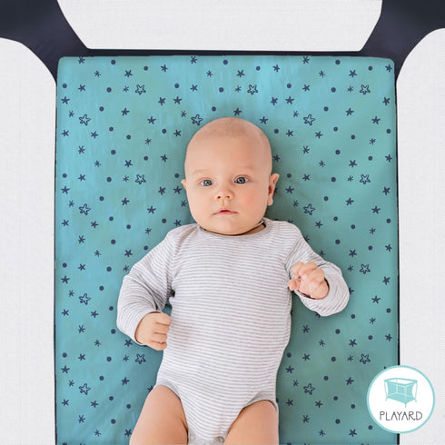 The Peanutshell Pack n Play Sheets, Fitted Mini Crib Sheets, Celestial Space 3 Pack for Boy or Girl