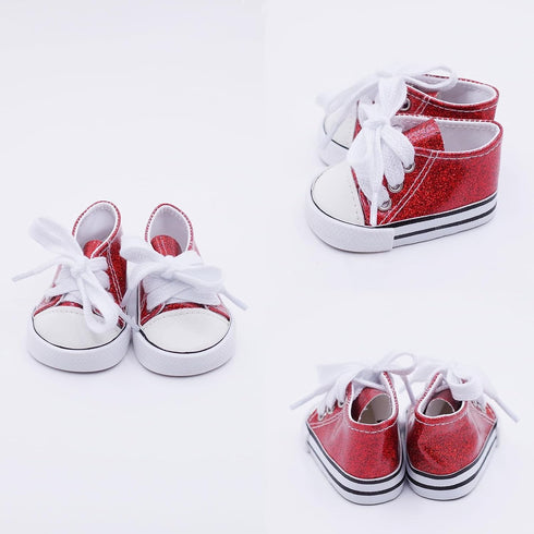 Etistta 6 18 inch 18 inch Pairs of Glitter Canvas Doll Shoes for Doll Shoes American Dolls Accessories