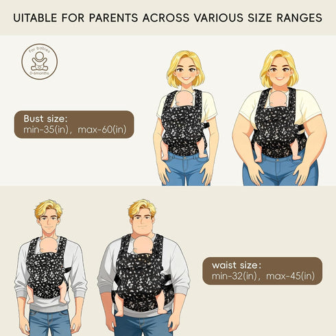 100% Baby Carrier Newborn to Toddler, Ergonomic and Adjustable Infant Baby Carrier Cotton with Head Support by Fruiteam