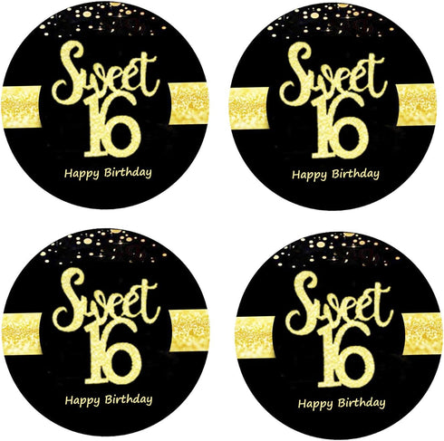 Sumerk 48 PCS Cheers to 16 Stickers, Large Bottle Stickers for 16th Birthday Card Seals, 2 INCHES Round