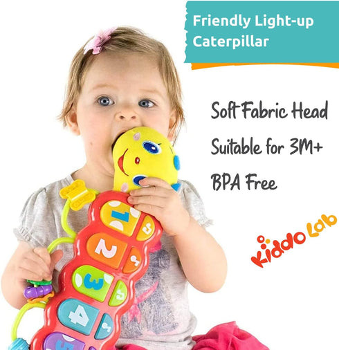 KiddoLab Lira Baby - Musical Caterpillar Toy with Lights & Music, Spinner & Rings for Babies 3+ Months
