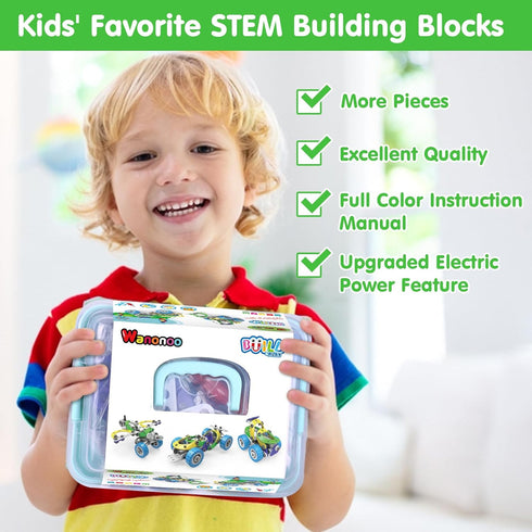 10 in 1 Electric STEM Toys for Boys & Girls Age 4-8, Birthday Gift Erector Sets for Kids 5-9, Educational Building Kits