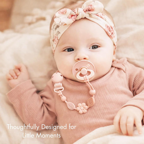 3Pcs-Ivory+Sage+Blush Pacifier Clips for Baby Silicone Pacifier Holder Clips for Boys Girls One Piece Baby Binky Clips