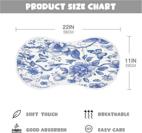 YETTASBIN Blue Flower Muslin Baby Burp Cloth, Super Soft Absorbent Cotton Burp Rag Baby Bibs Feeding Cloth for Newborn