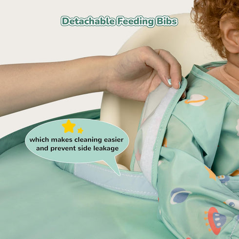 RICHER HOUSE Food Catcher for for Stokke Tripp Trapp High Chair, Coverall Baby Feeding Bib, Long Sleeves Eating Bib