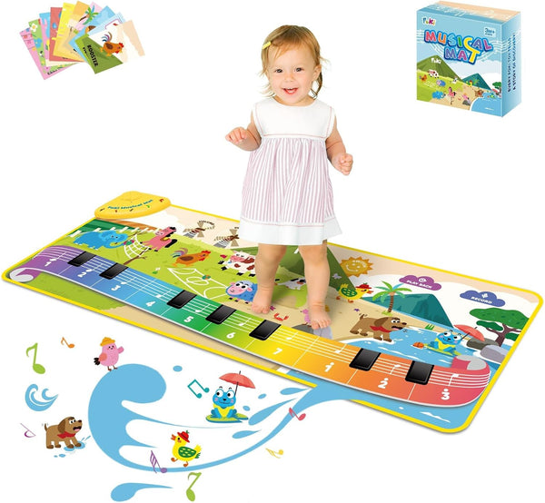 FOKI Toddler Toys Floor Piano Mat with 61 Animal Music Sounds, Baby