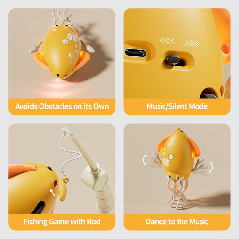 Electric Crawling Octopus Toy with LED Lights & Music, Smart Obstacle Avoidance, Interactive Auto-Dance Octopus