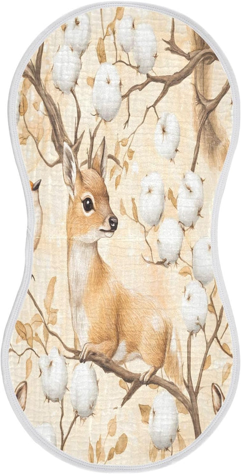 YETTASBIN Watercolor Deer Muslin Baby Burp Cloth, Super Soft Absorbent Cotton Burp Rag