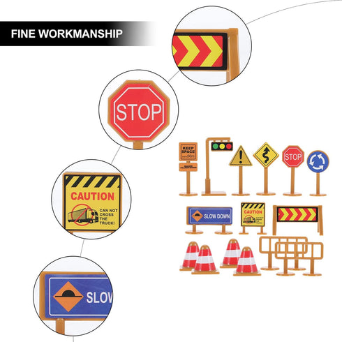 Playset: 30pcs 3+ iplusmile Kids Traffic Signs Street Traffic Cone Barricade Signs Crosswalk Signal Educational Mini