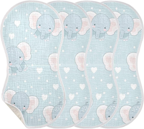 decor gift 4 Pack 22x11in Cotton Muslin Burp Cloths Soft Touch Cartoon Cute Blue Elephants Baby Feeding Cloth