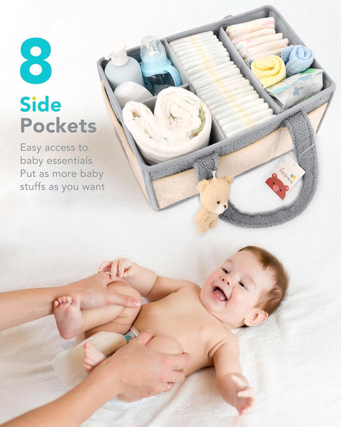 YOSING Diaper Caddy Organizer for Changing Table, Newborn Caddy for Car Travel, Nursery Storage and Car Organizer