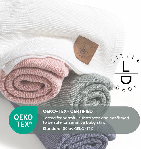30x40 Inches Hypoallergenic Baby Blanket - Green, Oeko-TEX Certified, Thermal-Regulating, Soft Knit for Girls & Boys