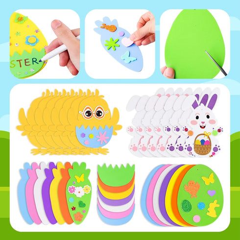 Garma Easter Craft Kit with 312 PCS Foam Stickers Set, Easter Eggs, Bunnies, Chicks Decorations for Kids Party Favors