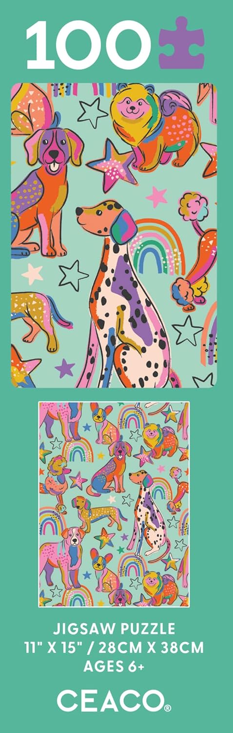 Ceaco - Rainbow Dogs, 100 Piece Jigsaw Puzzle