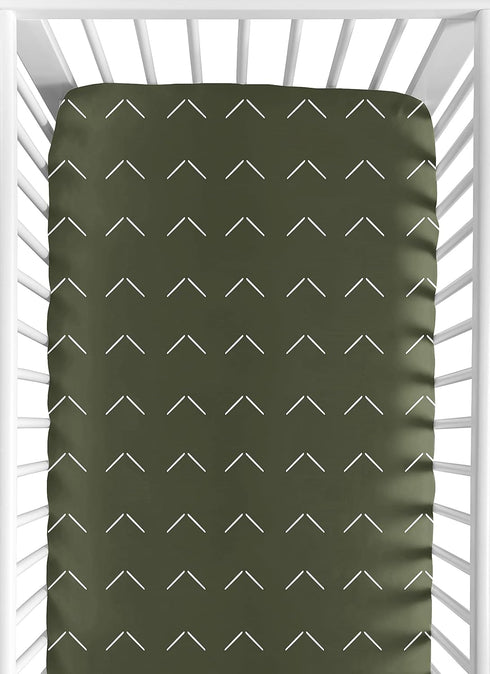 Sweet Jojo Designs Dark Green Boho Arrow Boy Girl Baby Fitted Crib