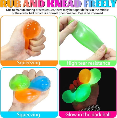 TXP 12Pcs Glow in The Dark Sticky Balls Toys, Upgraded Glowing Sensory Balls Stick to The Ceiling, Stress Balls