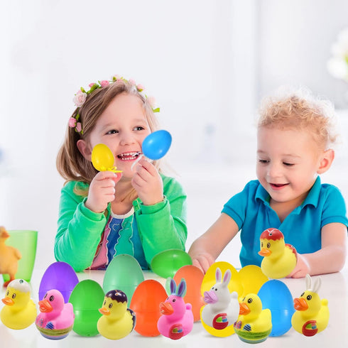 Holydeck 20 Pcs Prefilled Easter Eggs with Rubber Ducks Bright Colorful Easter Eggs Prefilled with Variety Bunny