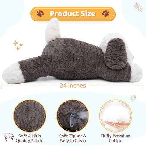 MorisMos 4Lbs Weighted Stuffed Animal - Large Microwavable Plush Dog Throw Pillow, 24inch Heatable Unscented
