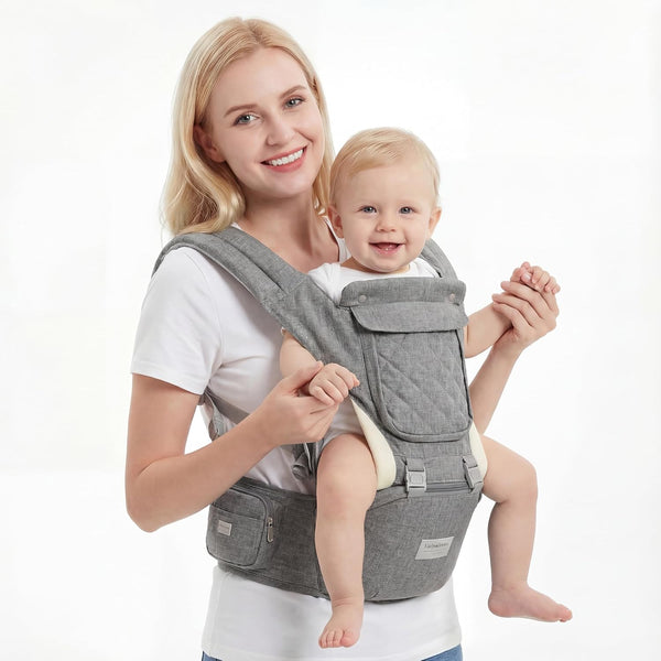Baby Carrier, 6-in-1 Newborn to Toddler, Carrier with Hip Seat Lumbar Support