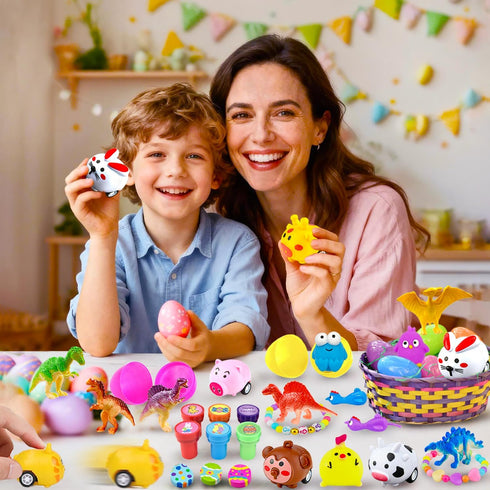 Phaorui 318 100 sets Pcs bulk Easter Egg with toys filled inside for kids, plastic Easter egg stuffed with toys self