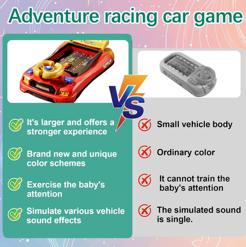12 3 Racing Adventure Car Steering Wheel with Music, Toddler Simulated Driving Racing Car Game with Reality Sound