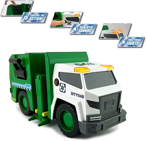 15" 3+ Mighty Fleet Power Movers Interactive Garbage Truck Toy Motion Drive Technology, Lights & Sounds, Motorized