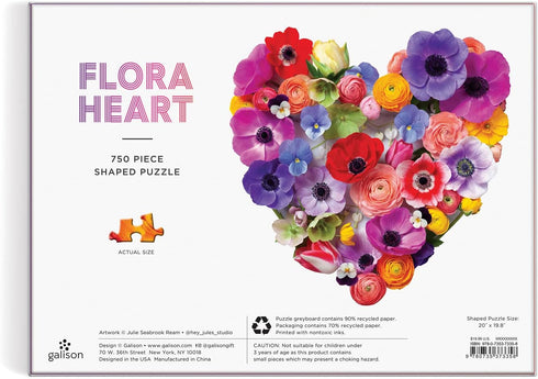 Flora Heart 750 Piece Shaped Puzzle from Galison – Vivid and Bright Featuring Julie Seabrook Ream's Work
