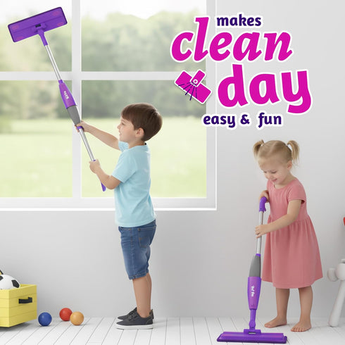 Playsets Set, 3 4 5 6, Kids Spray Mop, Toddlers Cleaning with Real Water Sprayer, Kids Mop Toys, Montessori Cleaning