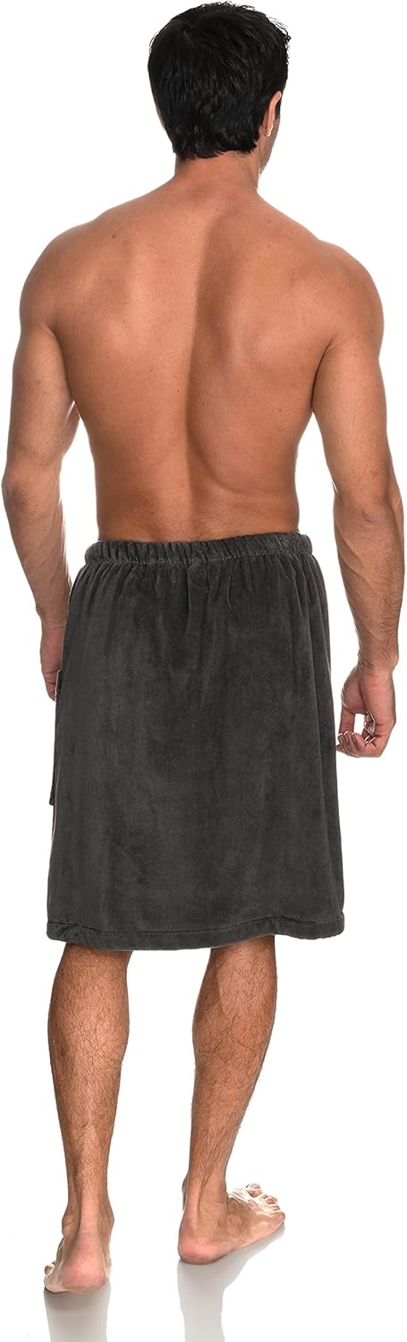 TowelSelections Men's Cotton Shower Wrap - Adjustable Spa Bath Towel (Velour)