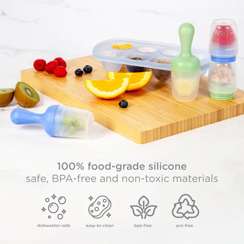 Ubbi Set, Baby Food Feeder & Freezer Tray Infant Teething Relief, BPA-Free, Safely Introduce Solids and Self Feeding
