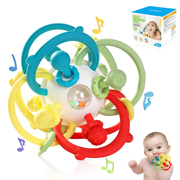 Orzbow Rattle & Sensory Teething Toys for Baby - Montessori Teethers for 3-12 Months, Educational Chew Toys