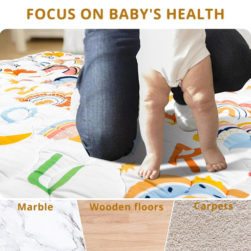 Mfmiudole 71"59" Tummy Baby Gyms Playmats for Playpen, Boho Rainbow Play Mat for Playpen Playyards Thicken Soft Padding