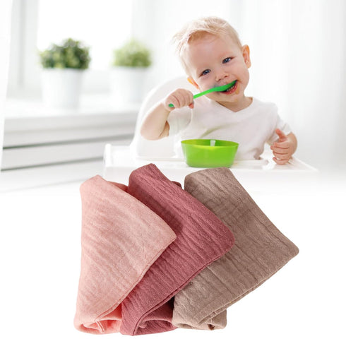 COYENRAT 3PCS 4-Layer Cotton Handkerchief Face Towel Gentle and Absorbent Drooling Bib Mouth Wipe Cloth for Bathing