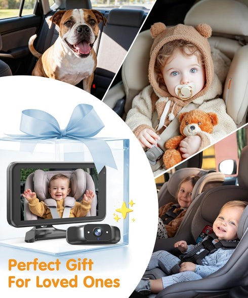 Babyvue BC1 4.5" 1080P 3X 2-Min Baby Car Camera, HD Screen & Zoom, AUTO IR Night Vision Car Baby Monitor