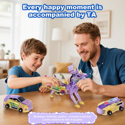 liluwushe 2-in-1 3-12 Collision Transformation Dinosaur Car Toy |Magnetic Cars Convertible Robot Toys|DinosaurToys