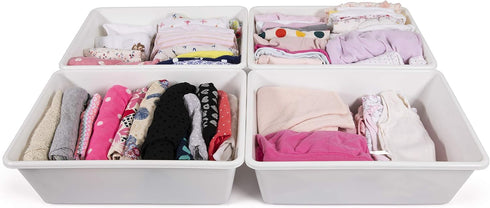 Humble Crew Large White Plastic Storage Bins - Set of 4