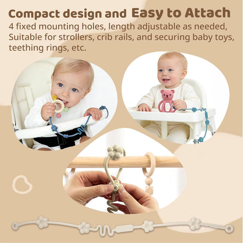 3Pcs Set 3-12 Baby Silicone Teether Toy - Food-Grade Silicone Teething Relief Toys,Wooden Ring Teether Cute Bear Toy
