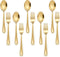 E-far 10-Piece Gold Toddler Utensils, Kid Stainless Steel Silverware Set, Safe Forks and Spoons for Self Feeding