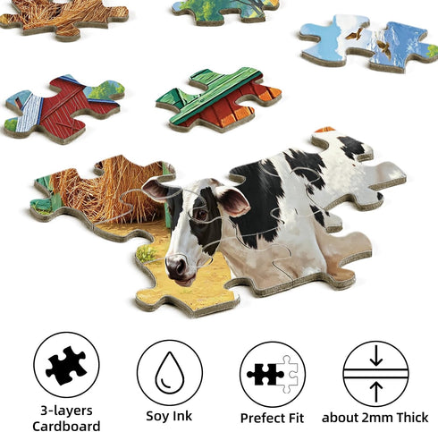 500 Country Sutinban Spring Farm Animal Jigsaw Puzzles for Adults Pieces, Challenging Life Cows, Dogs, Chickens Puzzles