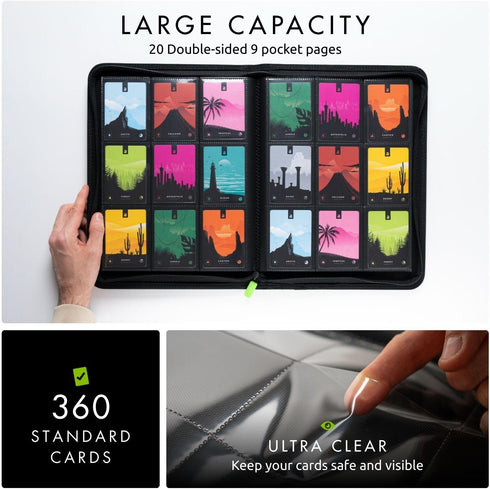 9 360 Album 20 Vault X Pocket Trading Card Zip Binder, Cards, Premium Exo-Tec Material, Side-Loading Pages, Folder