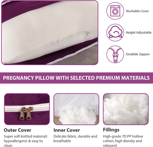 BATTOP Pregnancy Pillows for Sleeping,Full Body Pillow for Pregnancy Women with Removable Cover,Support
