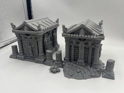 Hautico Church Houses and Ruins Scene - Architecture Terrain Scenery for 18-28mm Miniatures