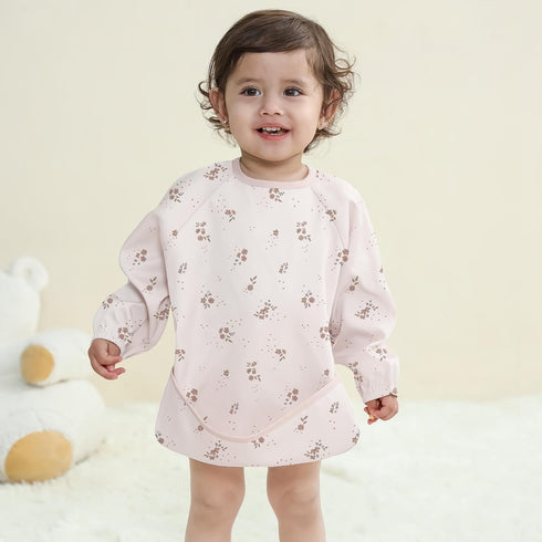 2 Pack Susurration Feeding Bibs Long Sleeve (Pink Flower)
