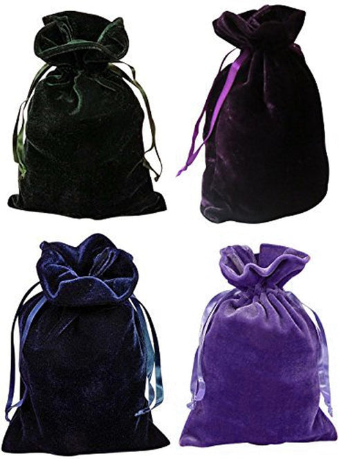 Huji Luxurious Cloth Velvet Soft Tarot Magic Drawstring Bags, Jewelry Pouch Bags, Tarot Card Size Dice Bags, Bundle of